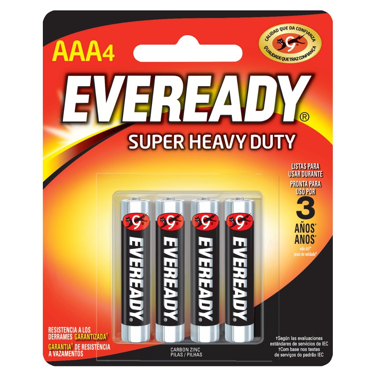 Pila alcalina Eveready "AAA", 4 piezas
