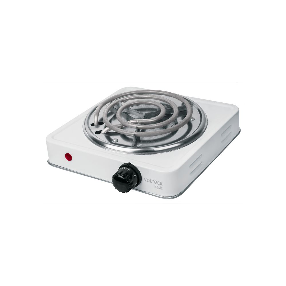 Parrilla eléctrica 1 quemador en espiral, blanca, BASIC