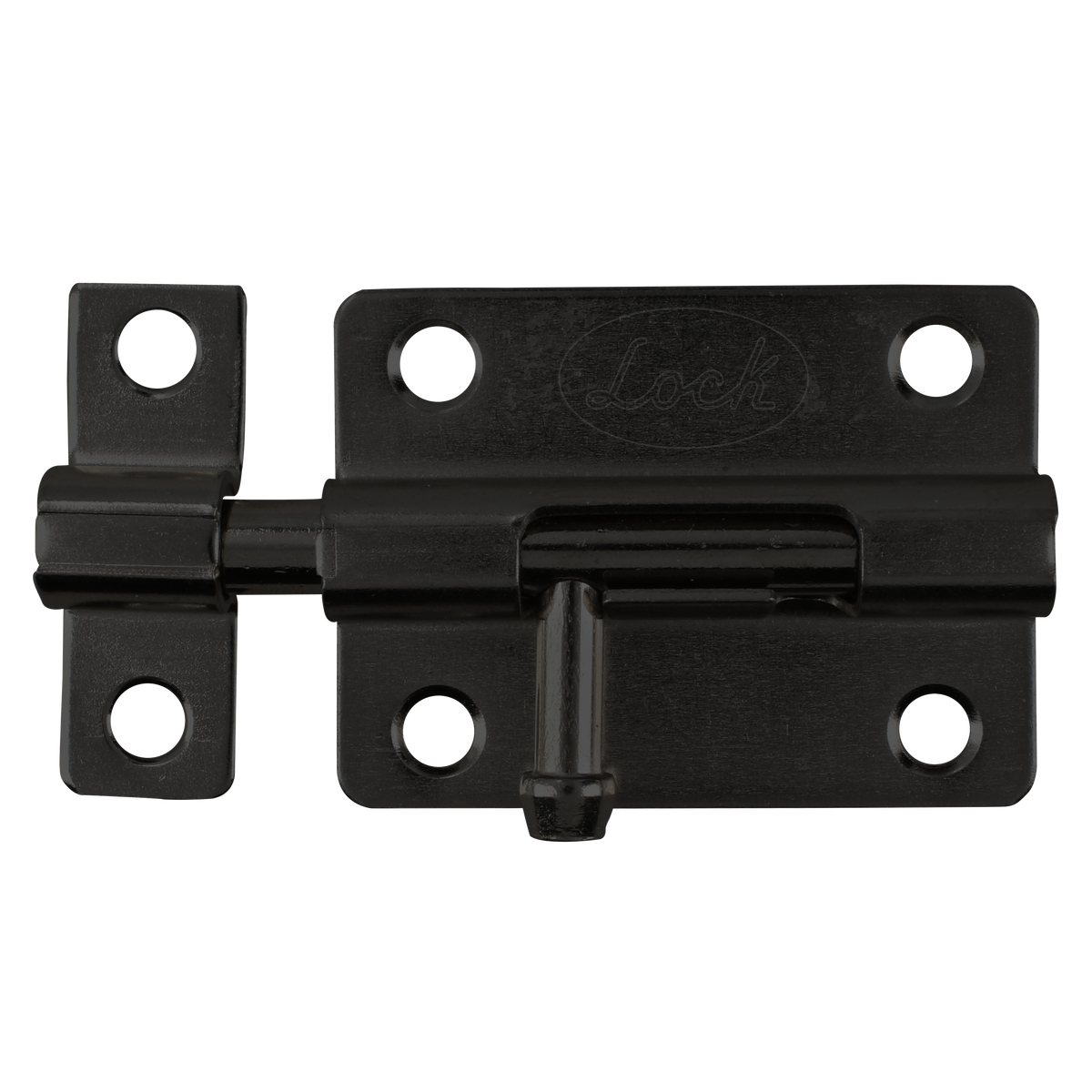 Pasador de sobreponer tipo barril acabado latón negro, 8 cm