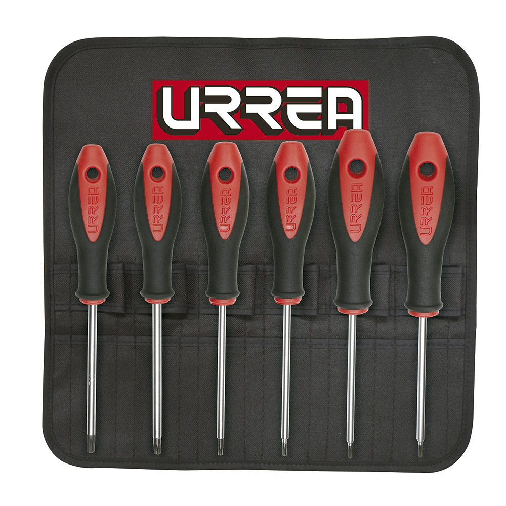 Juego de destornilladores con mango bimaterial punta torx, 6 piezas en estuche