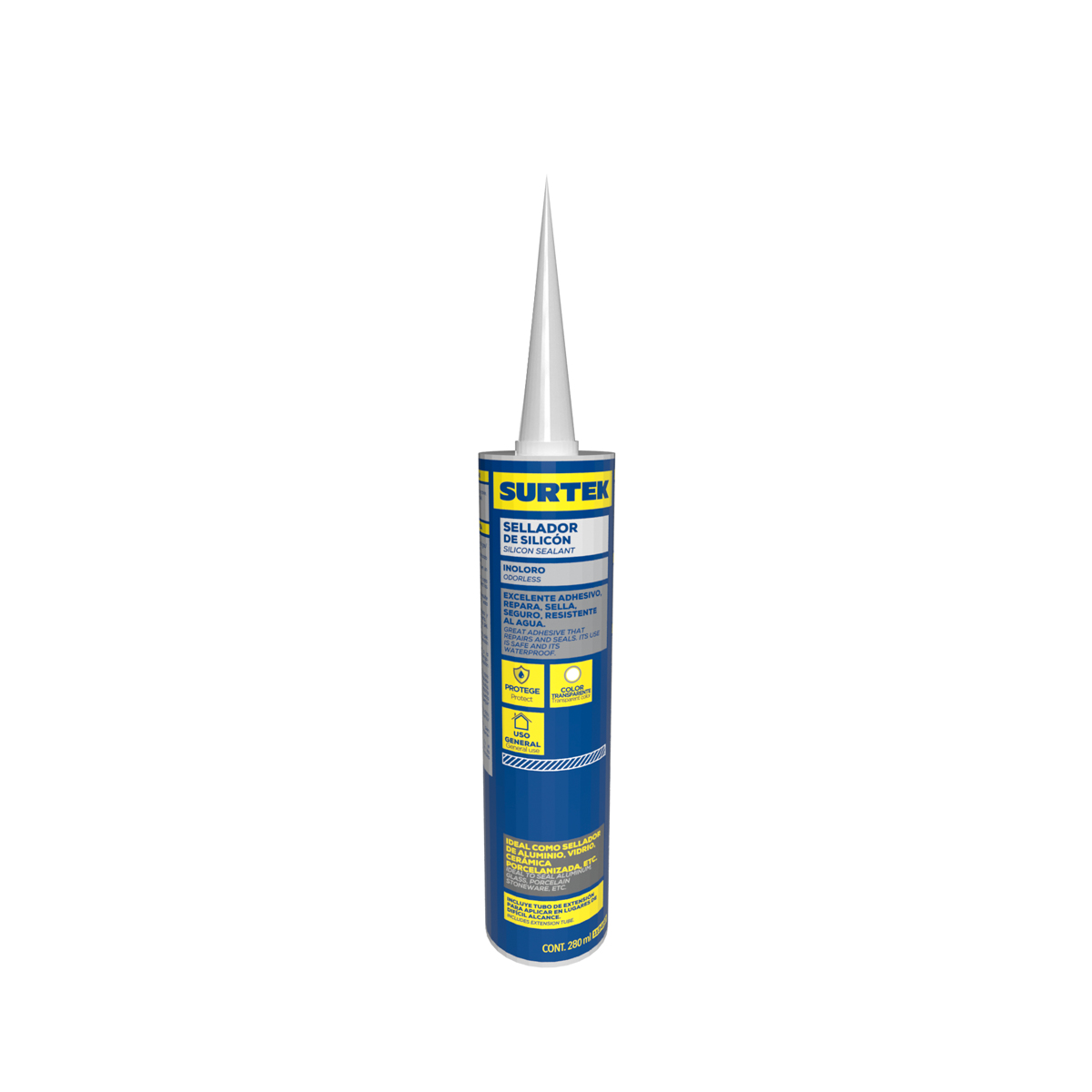 Silicón color transparente, 280 ml