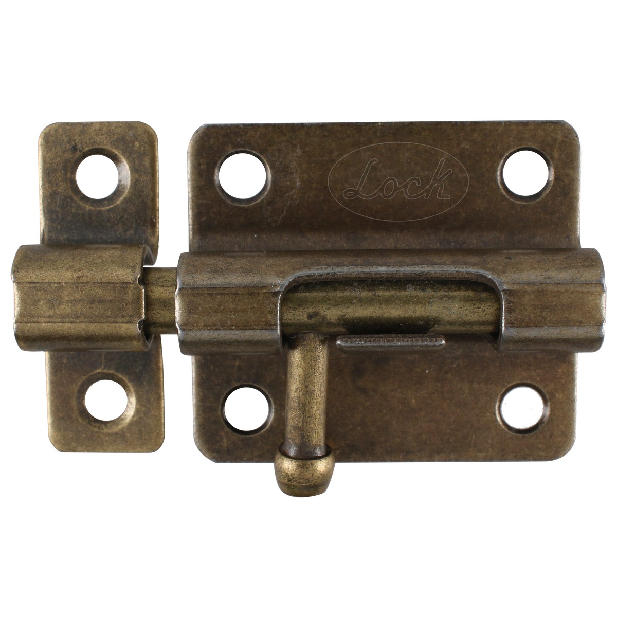 Pasador de sobreponer tipo barril acabado latón antiguo, 8 cm
