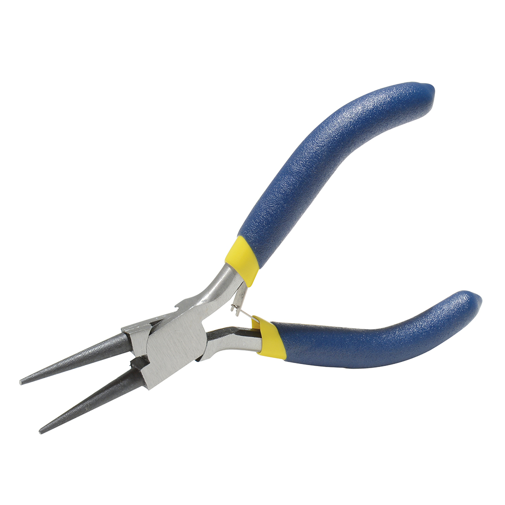 Mini pinza para electrónica con mango de vinil punta redonda de 4-15/16"