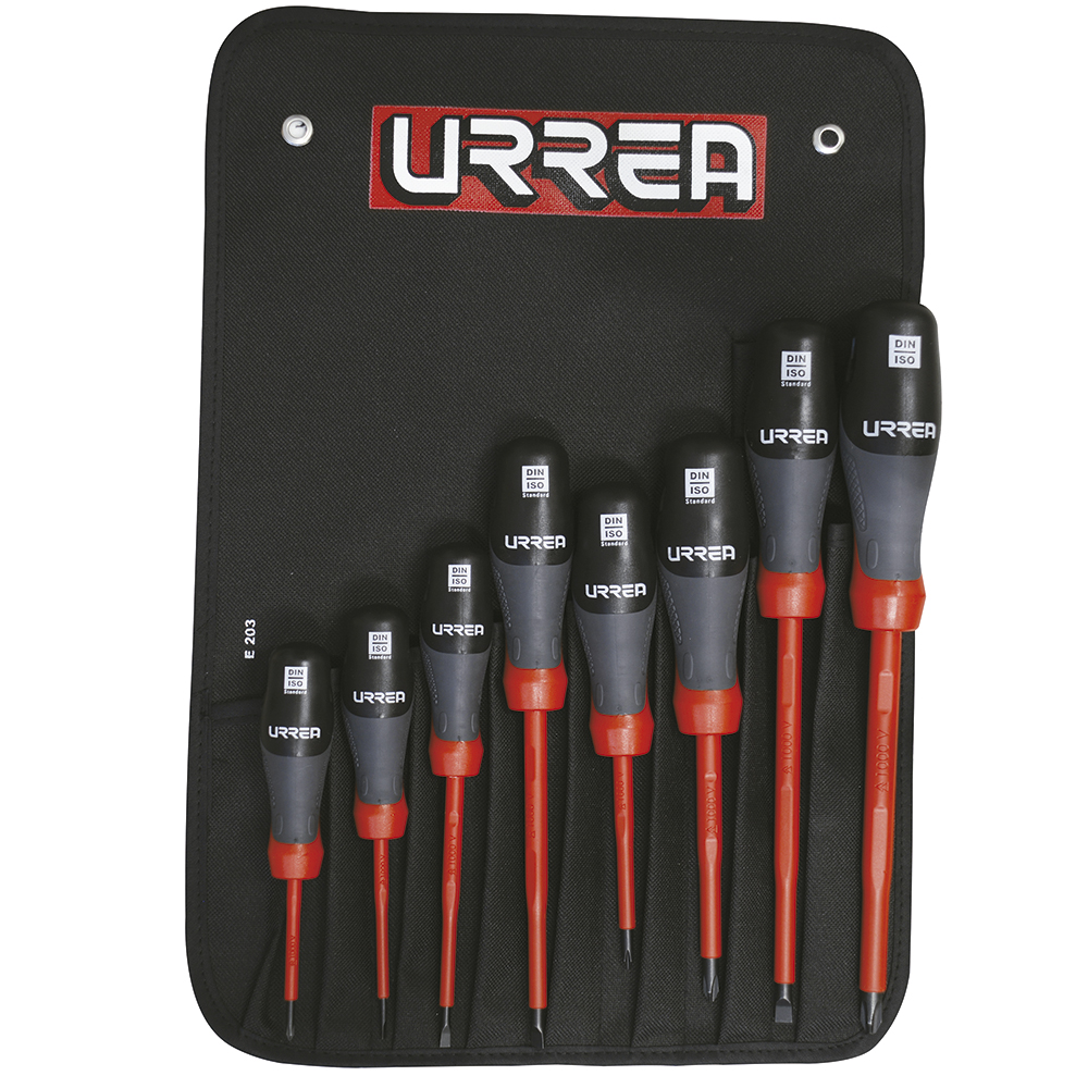 Juego de destornilladores con mango trimaterial 1000 V combinados, 8 piezas