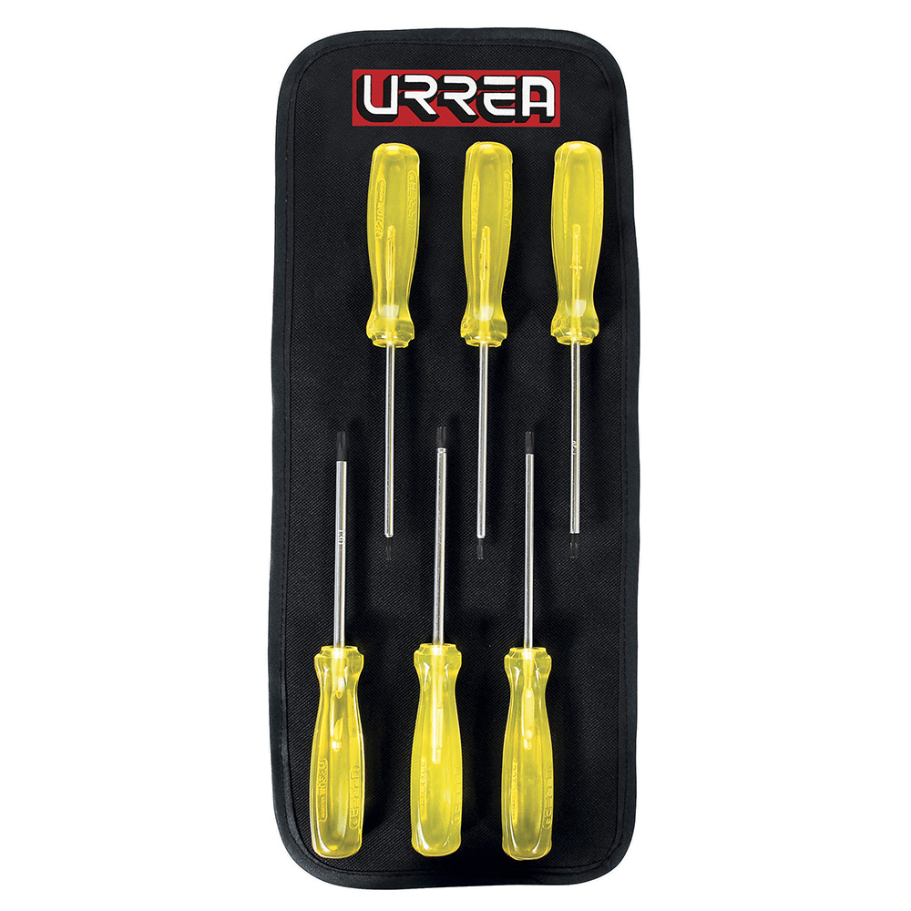 Juego de destornilladores con mango ámbar punta torx, 6 piezas en estuche