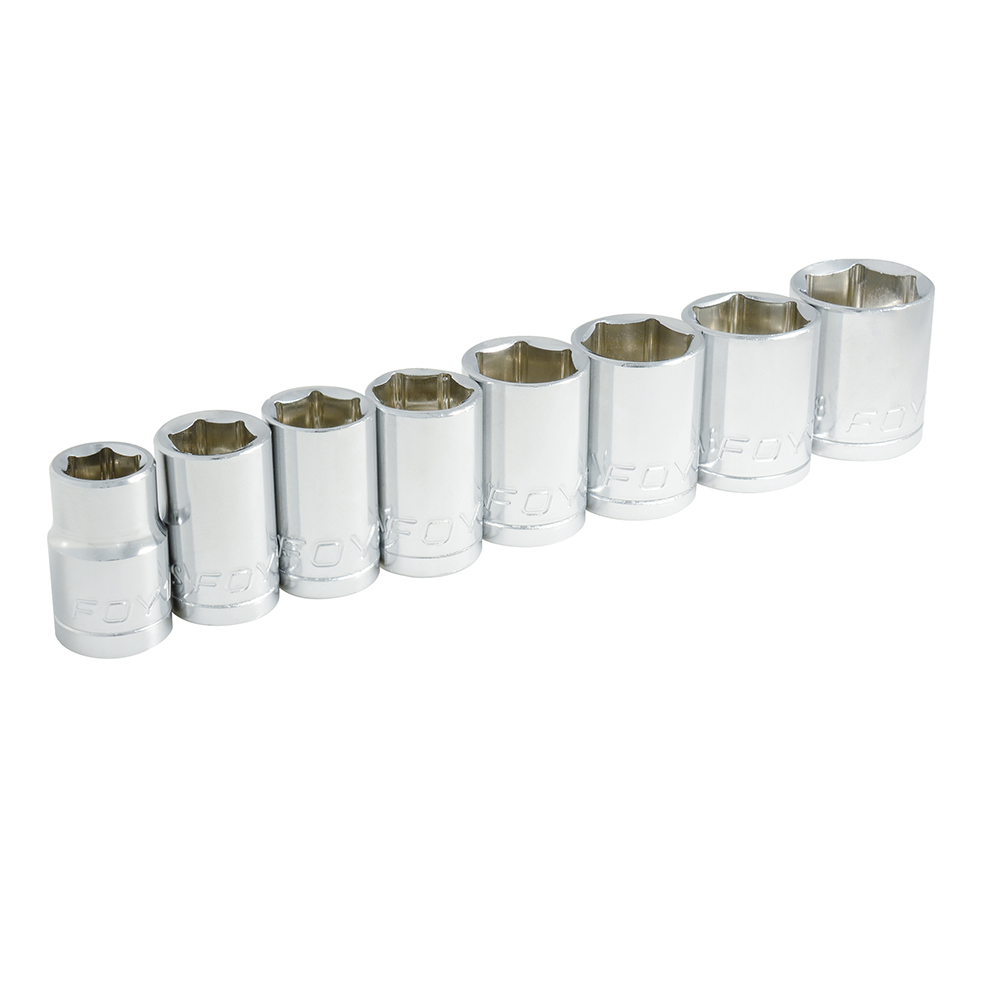 Juego de dados cuadro de 1/2", 6 puntas, en pulgadas, 8 piezas