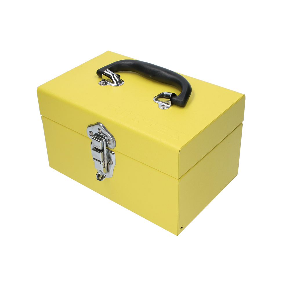 Caja portaherramientas metálica color amarillo 9" x 5" x 6"