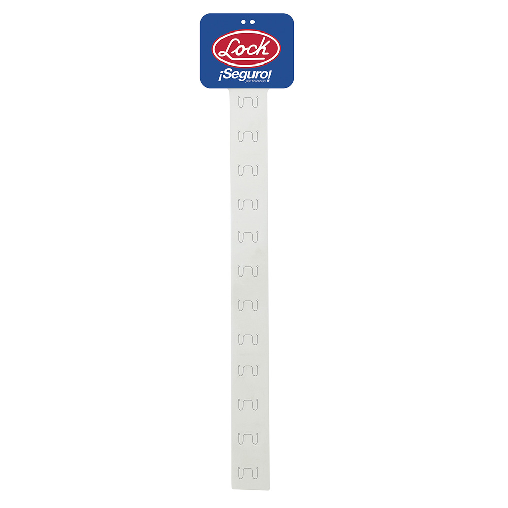 Tira de impulso Lock de polipropileno, 95 cm x 8 cm, 12 ganchos