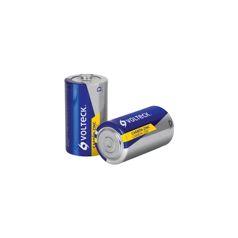 Blíster con 2 pilas zinc-carbón D, VOLTECK