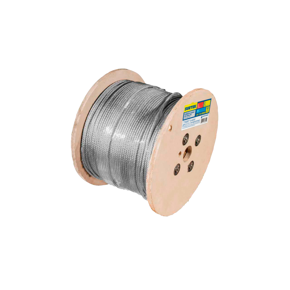 Cable de acero con grillete 7 x 7 hilos, 3/8" x 76 m