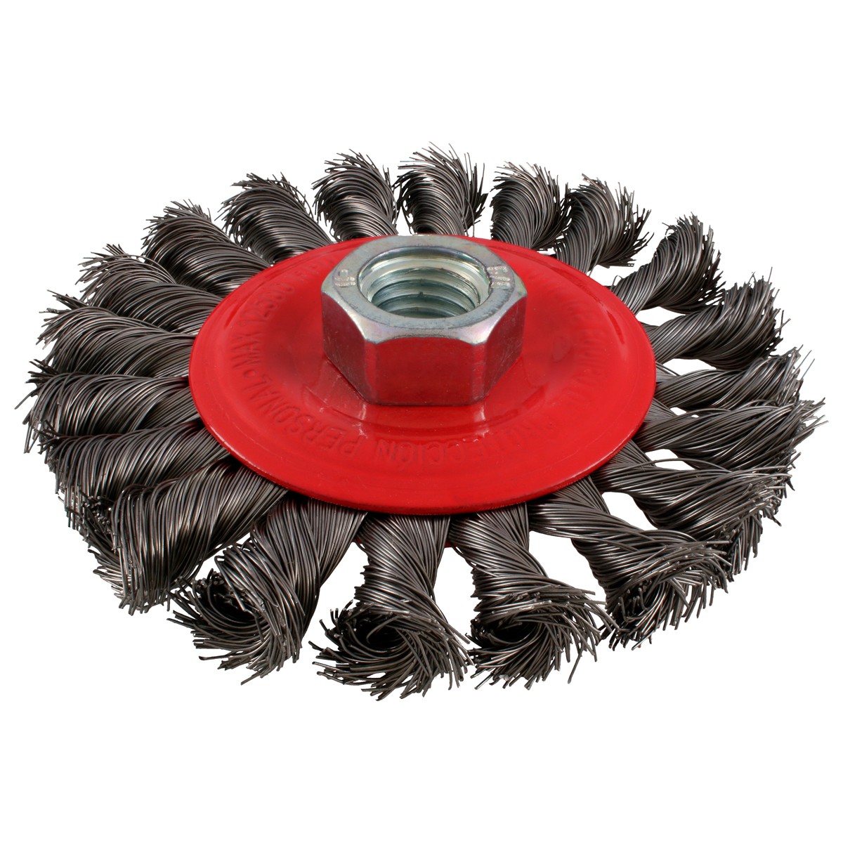Carda circular trenzada alambre delgado 4" x 0.35 mm con rosca 5/8"