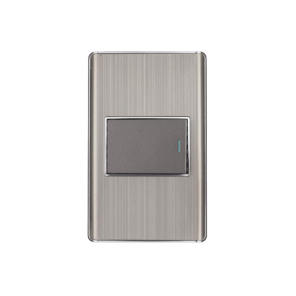 Placa armada acero inox 1 interruptor 1.5 módulos, Lisboa