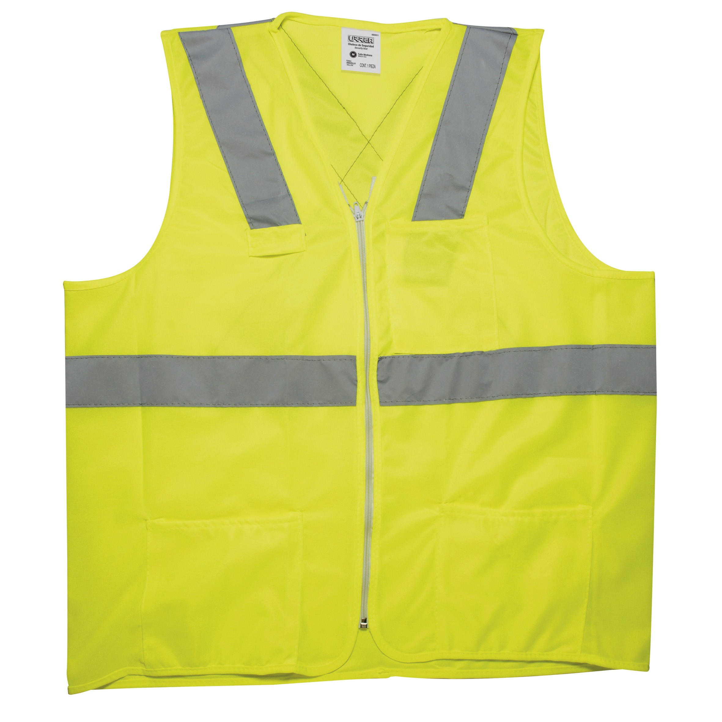 Chaleco de seguridad cerrado de alta visibilidad amarillo M