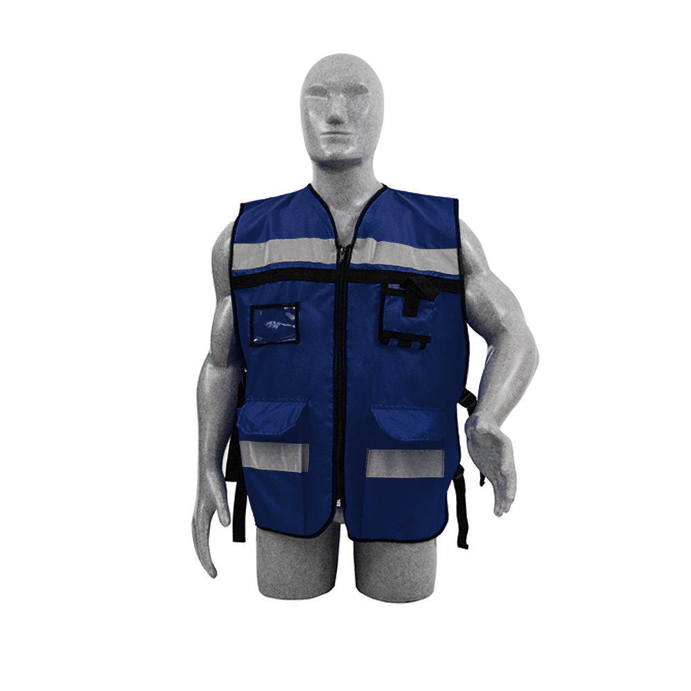 Chaleco de seguridad tipo supervisor abierto con reflejante azul unitalla