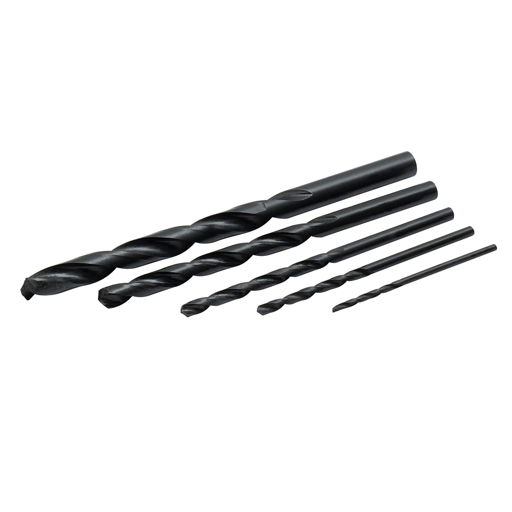 Juego de brocas negras de acero de alta velocidad zanco recto, 5 piezas
