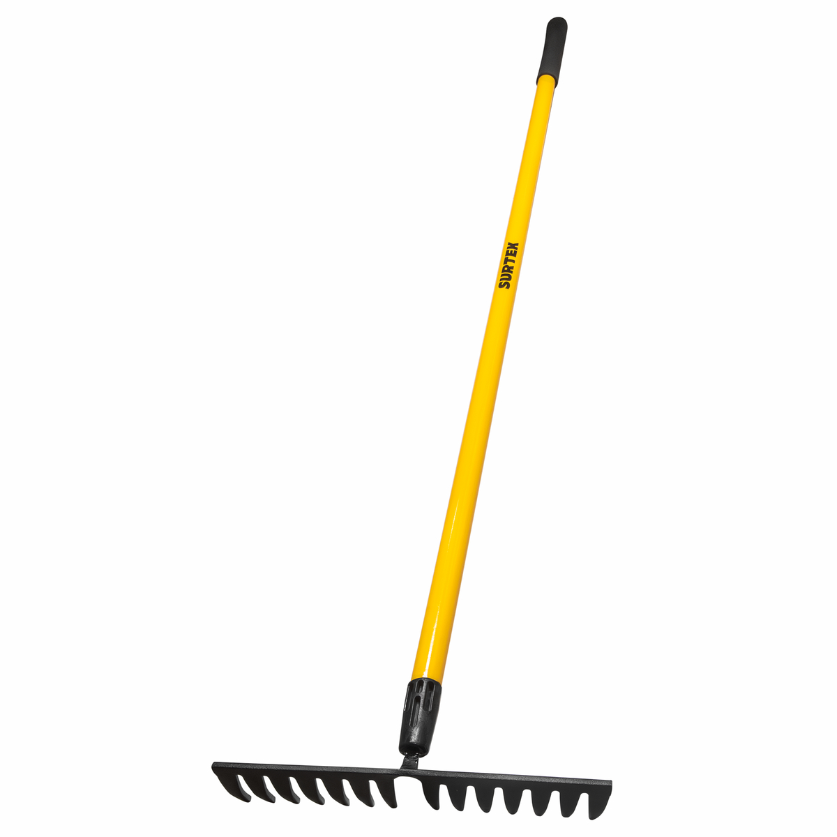 Rastrillo curvo para jardín con mango de madera 60", 14 dientes