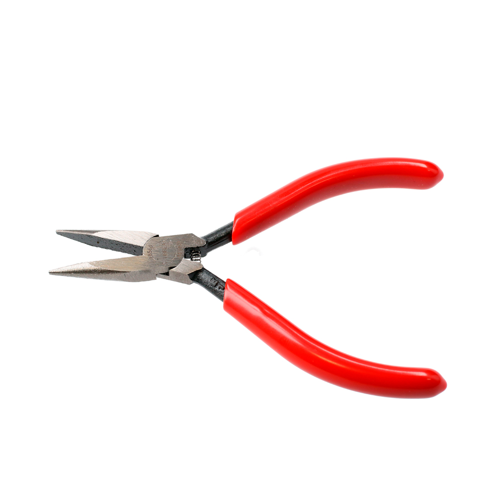Pinza para electricista con mango rubber grip con resorte punta cónica lisa de 4-3/4"