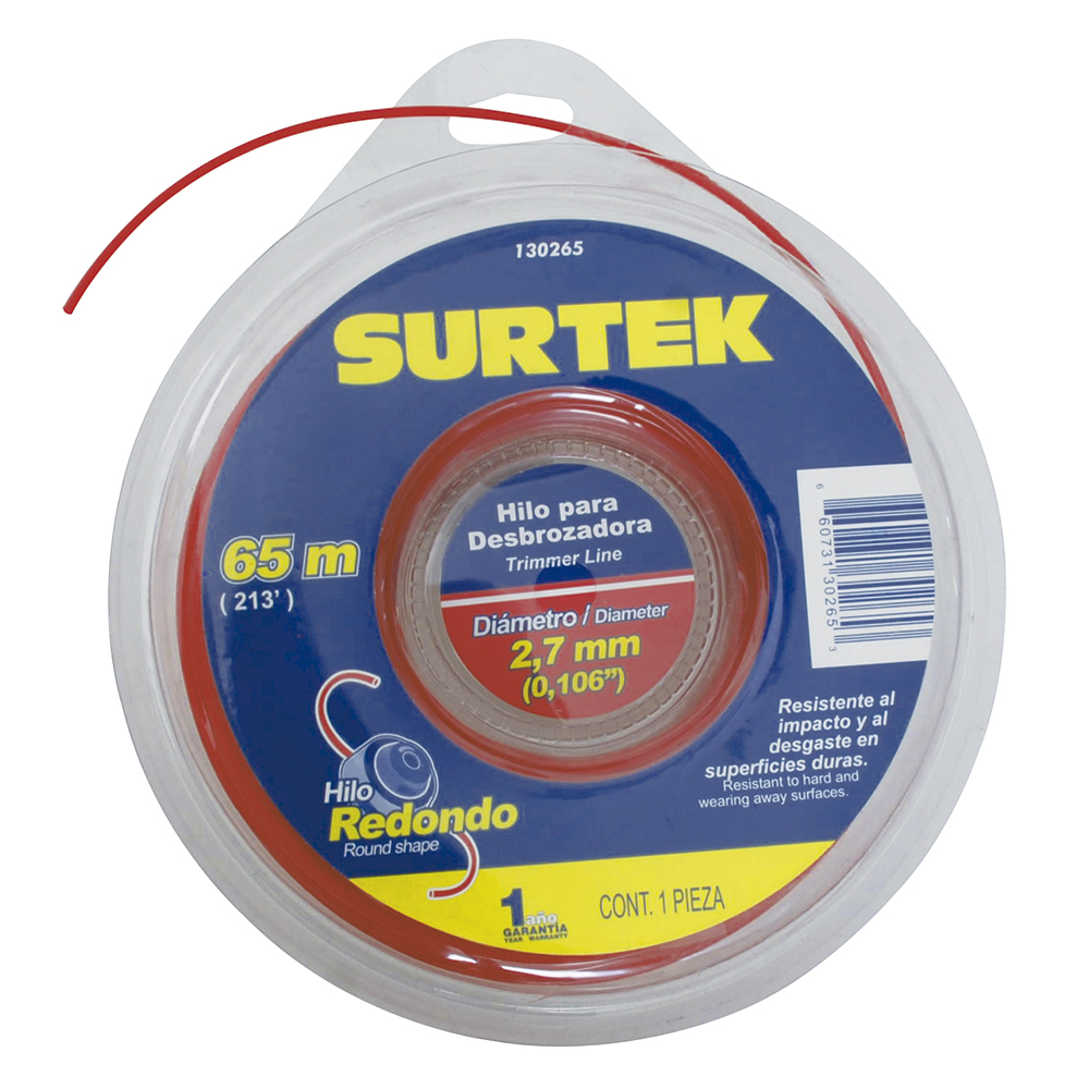 Nailon redondo para desbrozadora doble blíster, 2.7 mm x 65 m