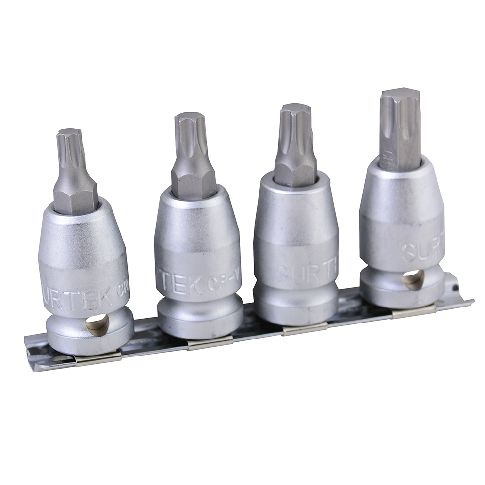 Juego de dados con punta torx cuadro de 1/2", 4 piezas