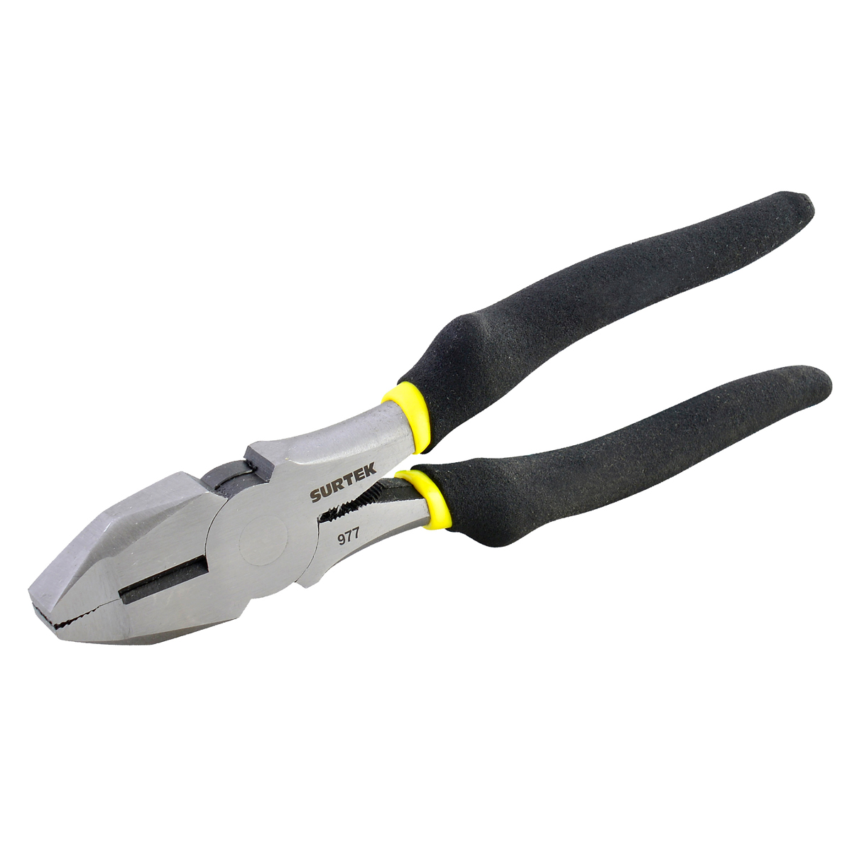 Pinza para electricista con mango rubber grip nariz cuadrada corte lateral de 8"
