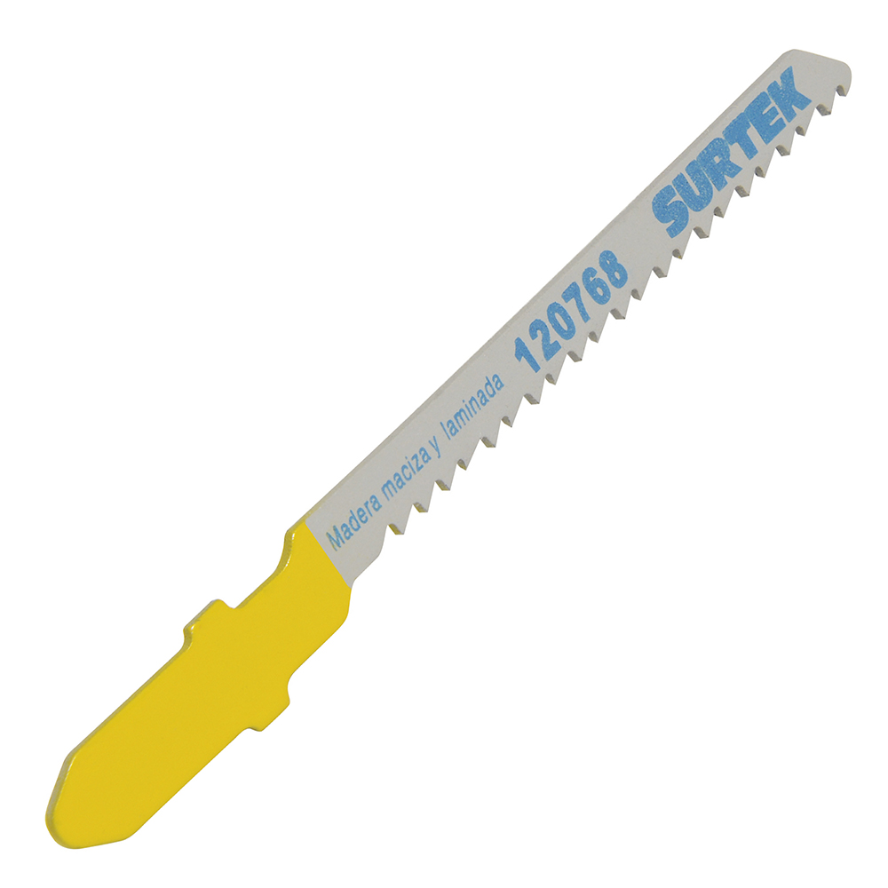 Segueta para sierra caladora zanco tipo T para corte curvo, acabado fino, 77 mm, 12 dpp