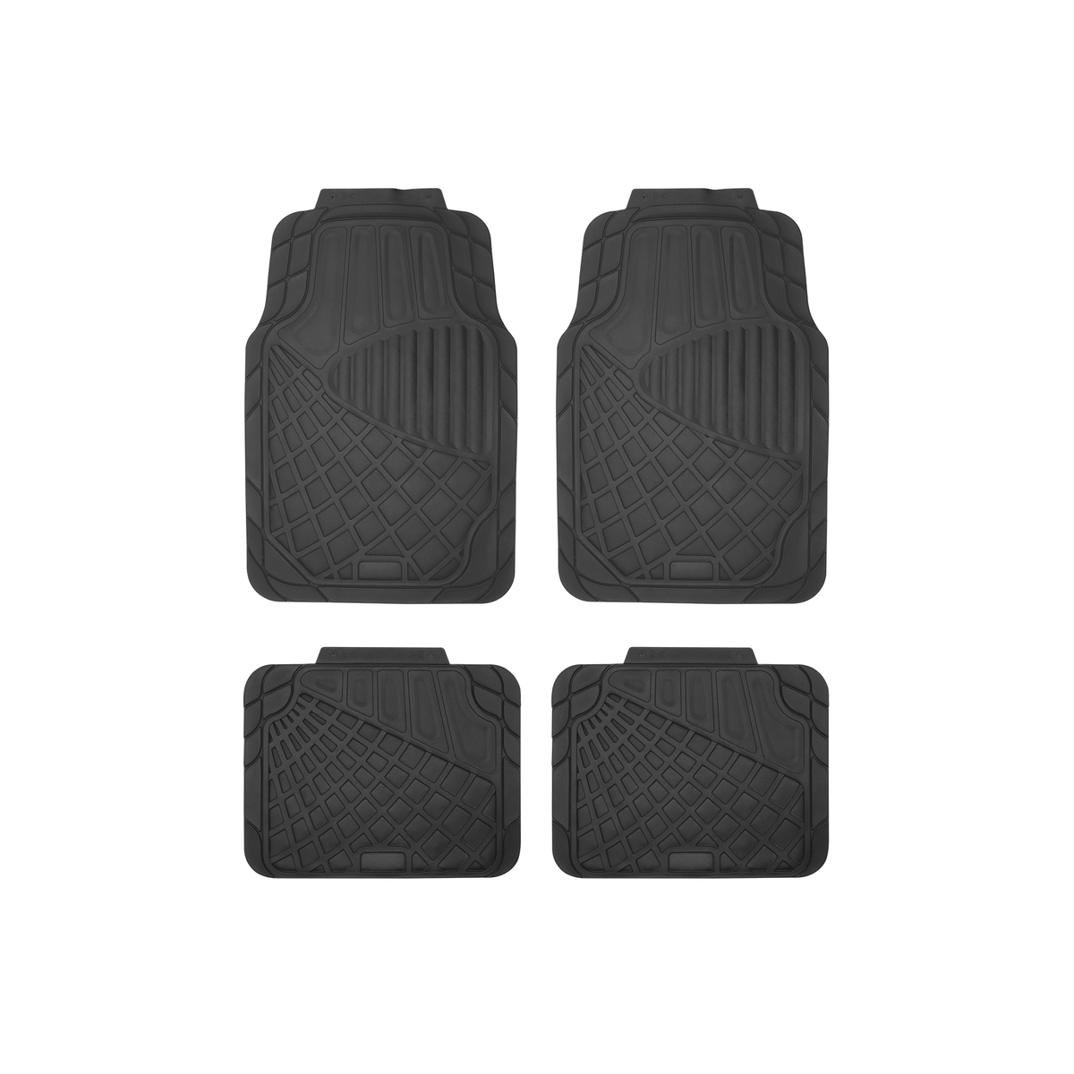 Juego de tapetes para auto uso rudo, 4 piezas, color negro
