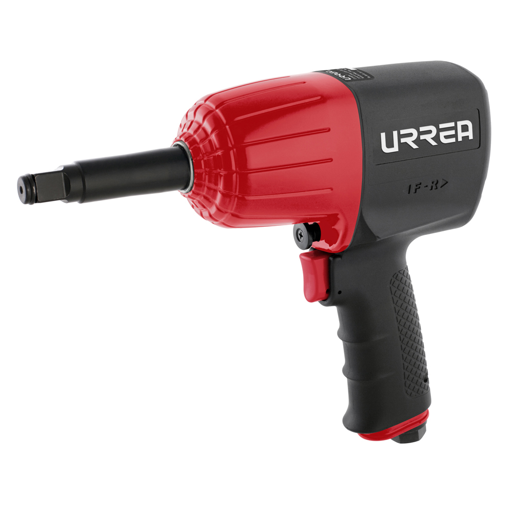 Pistola de impacto neumática cañon largo cuadro de 1/2" 1,000 ft-lb sistema twin hammer