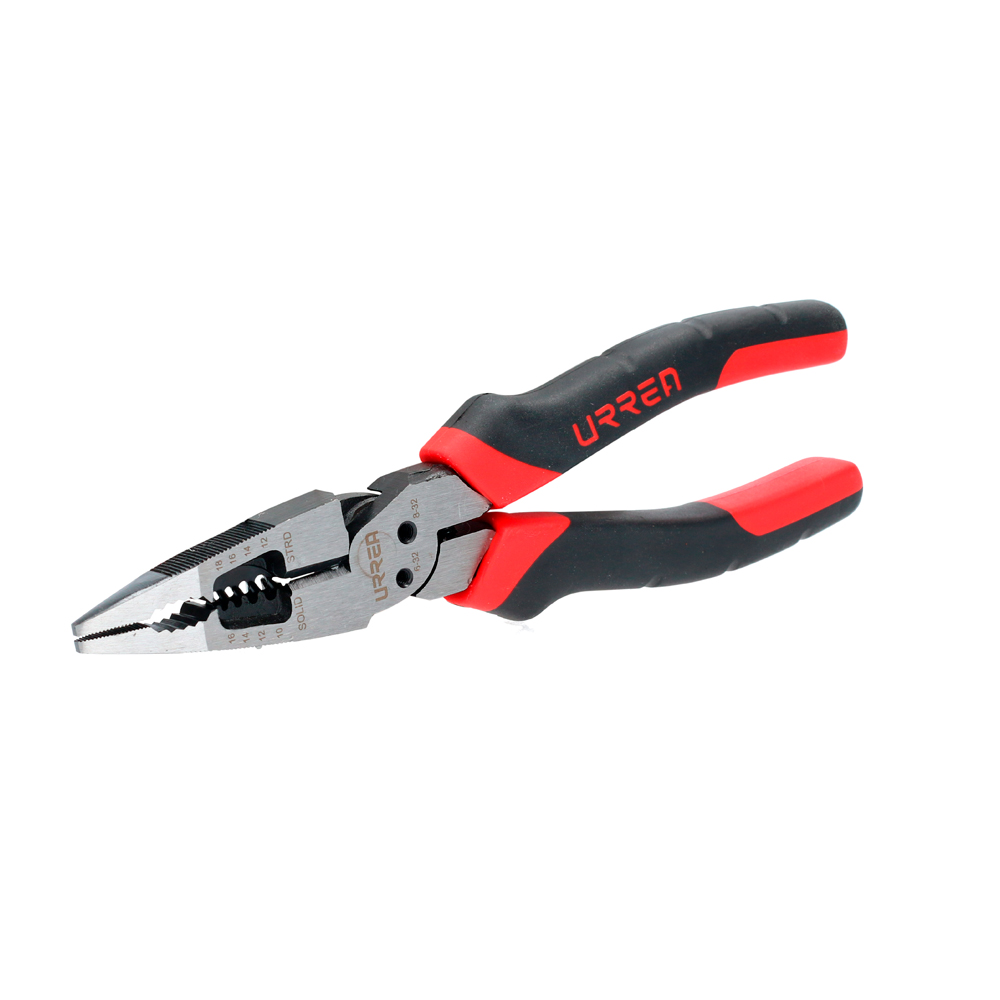 Pinza multipropósitos con mango bimaterial punta larga corte lateral de 8"