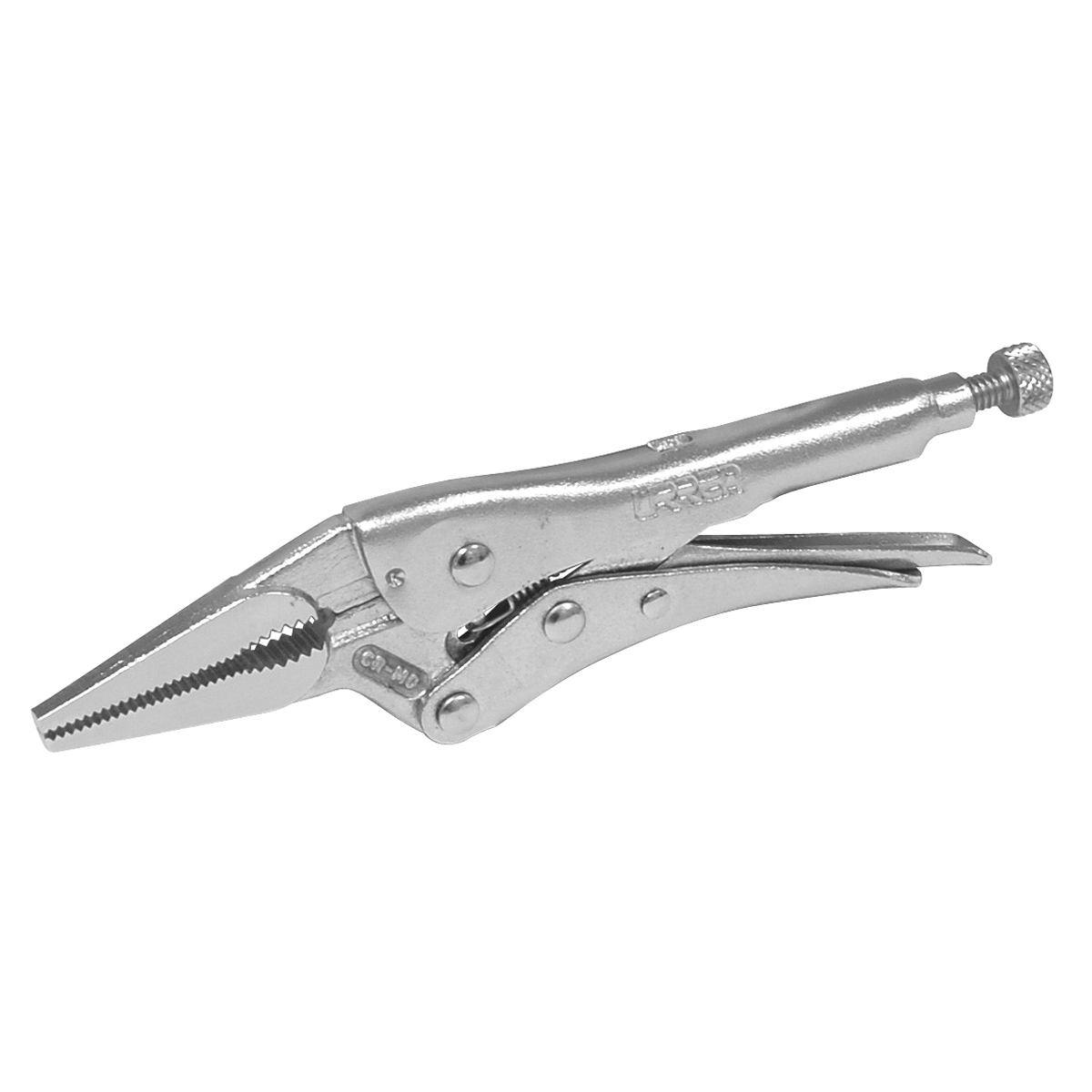 Pinza de presión cromada nariz larga de 4"