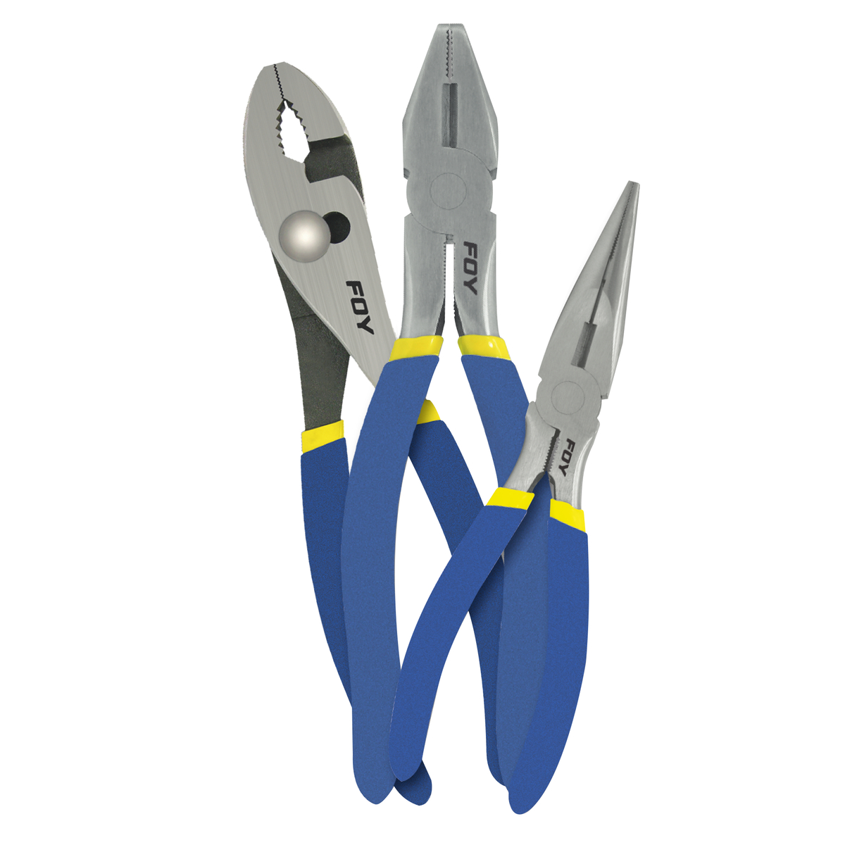 Juego de pinzas para electricista con mango doble plastisol, 3 piezas