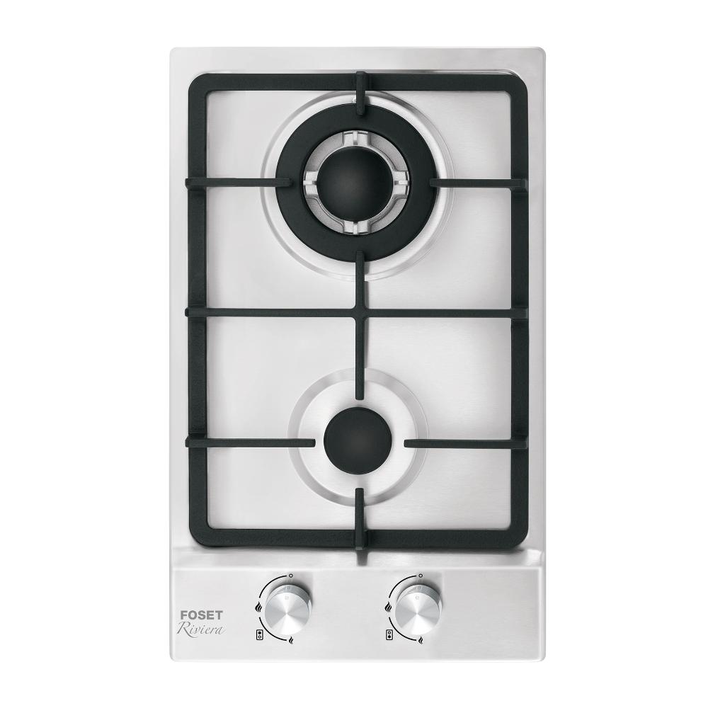 Parrilla gas empotrable 30cm, 2 quem, acero inox, RIVIERA