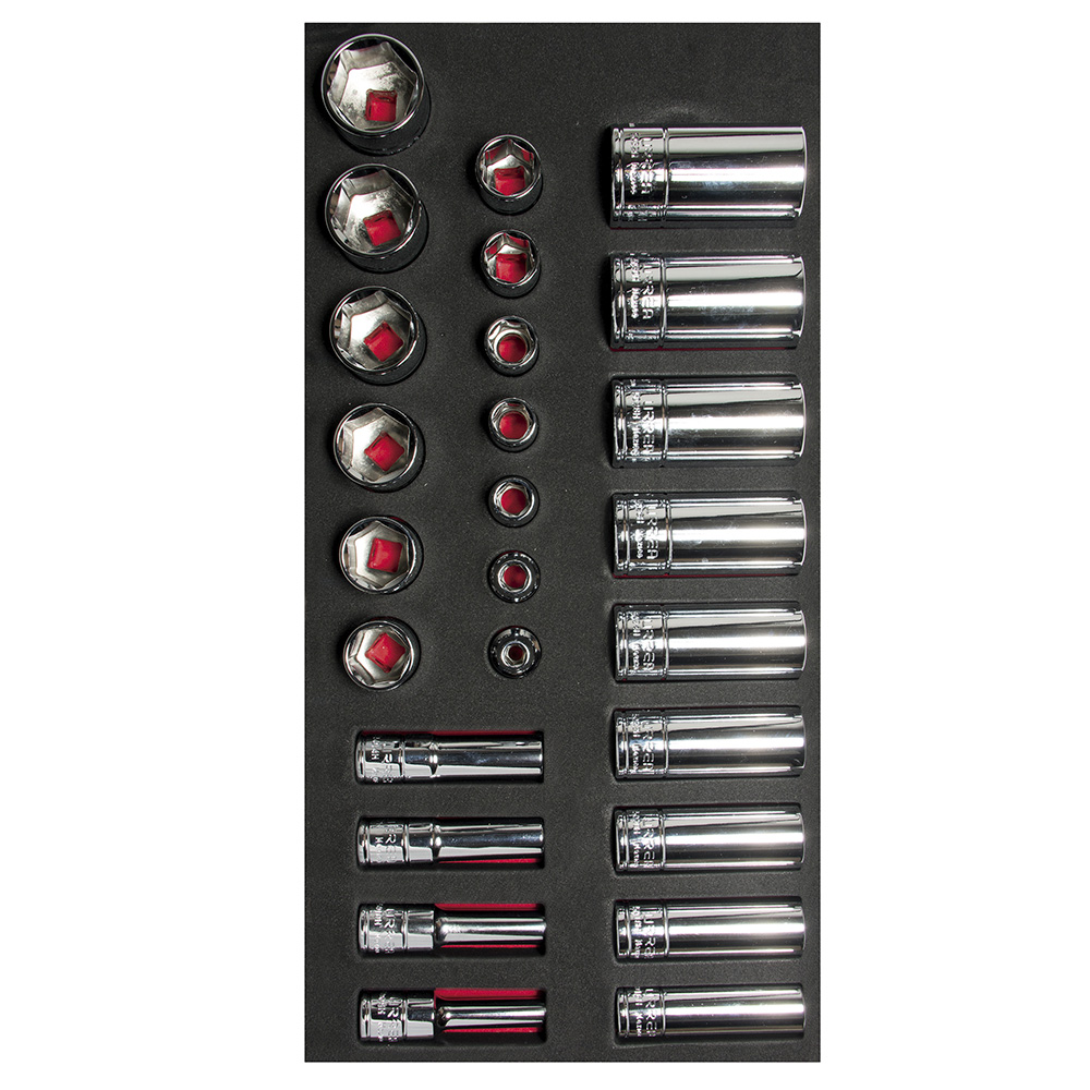 Juego de dados cortos y largos cuadro de 3/8" en pulgadas 26 piezas, CH106-C