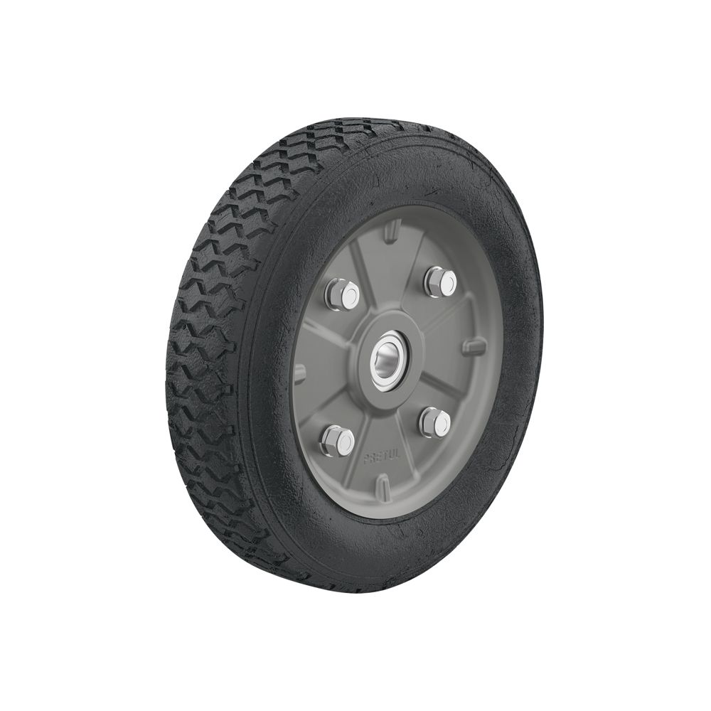 Rueda de hule sólido imponchable 9', doble balero, PRETUL