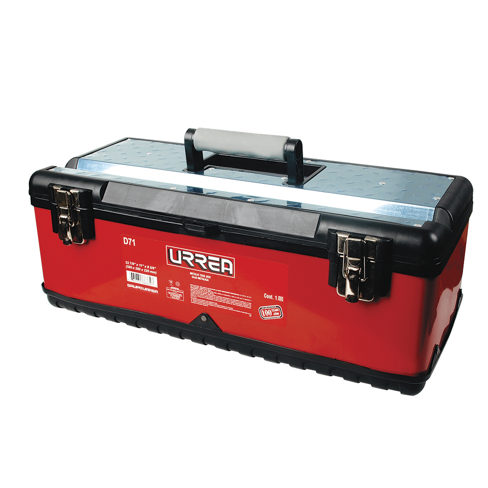 Caja portaherramientas metálica-plástica color rojo/negro 23" x 11" x 8"