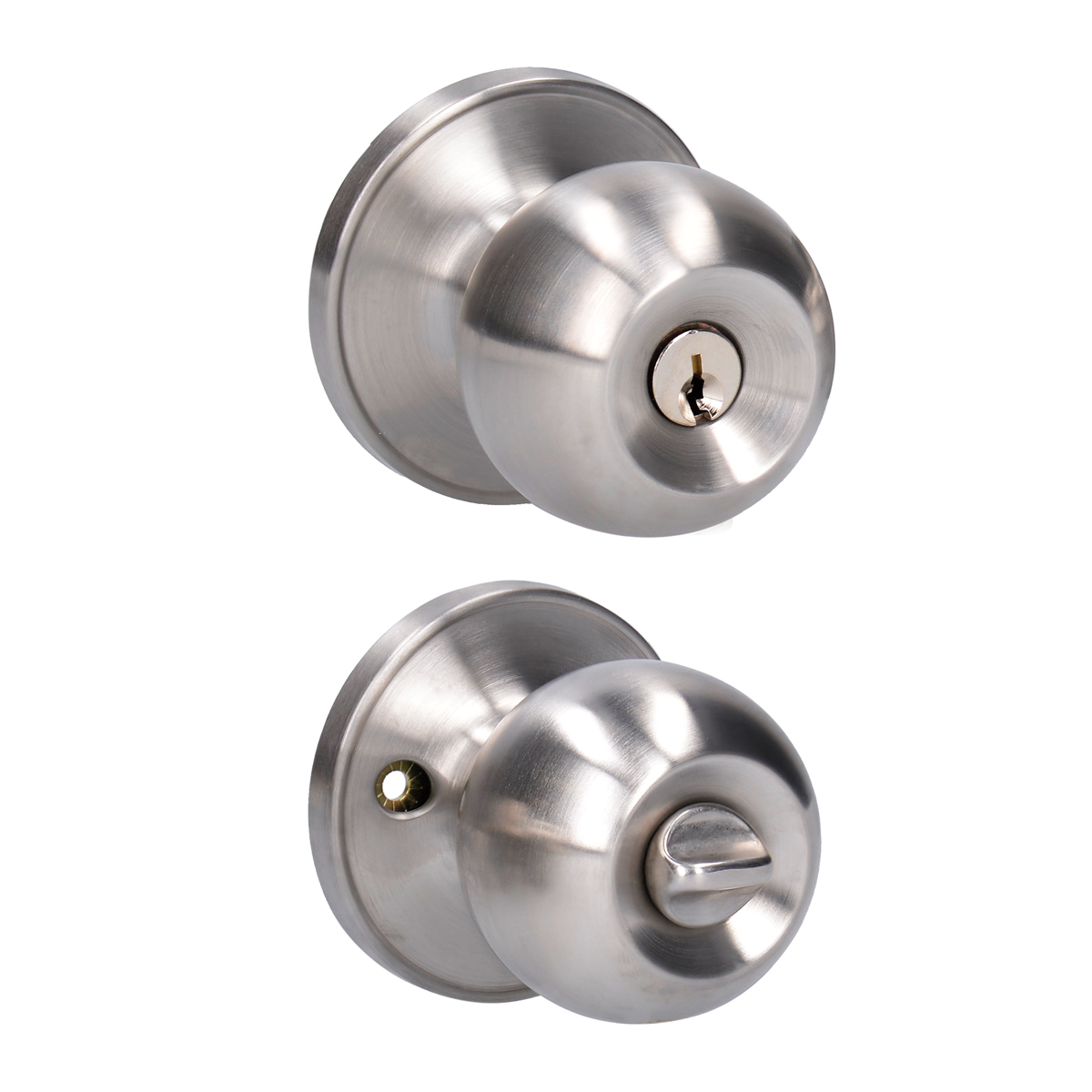 Pomo tubular bola función recámara, acero inoxidable, llave estándar, blíster