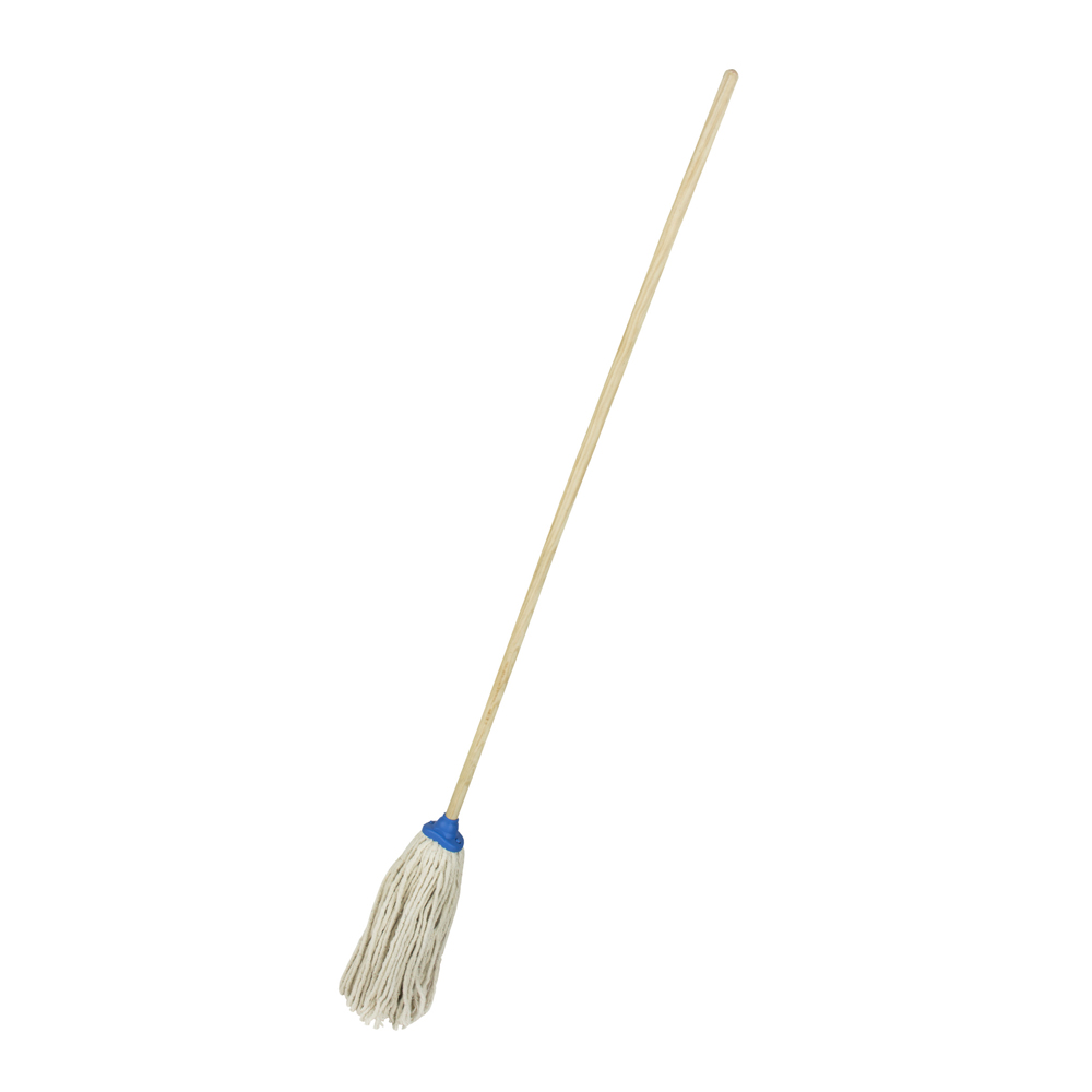 Trapeador de pabilo de algodón con bastón de madera 120 cm, 300 gr