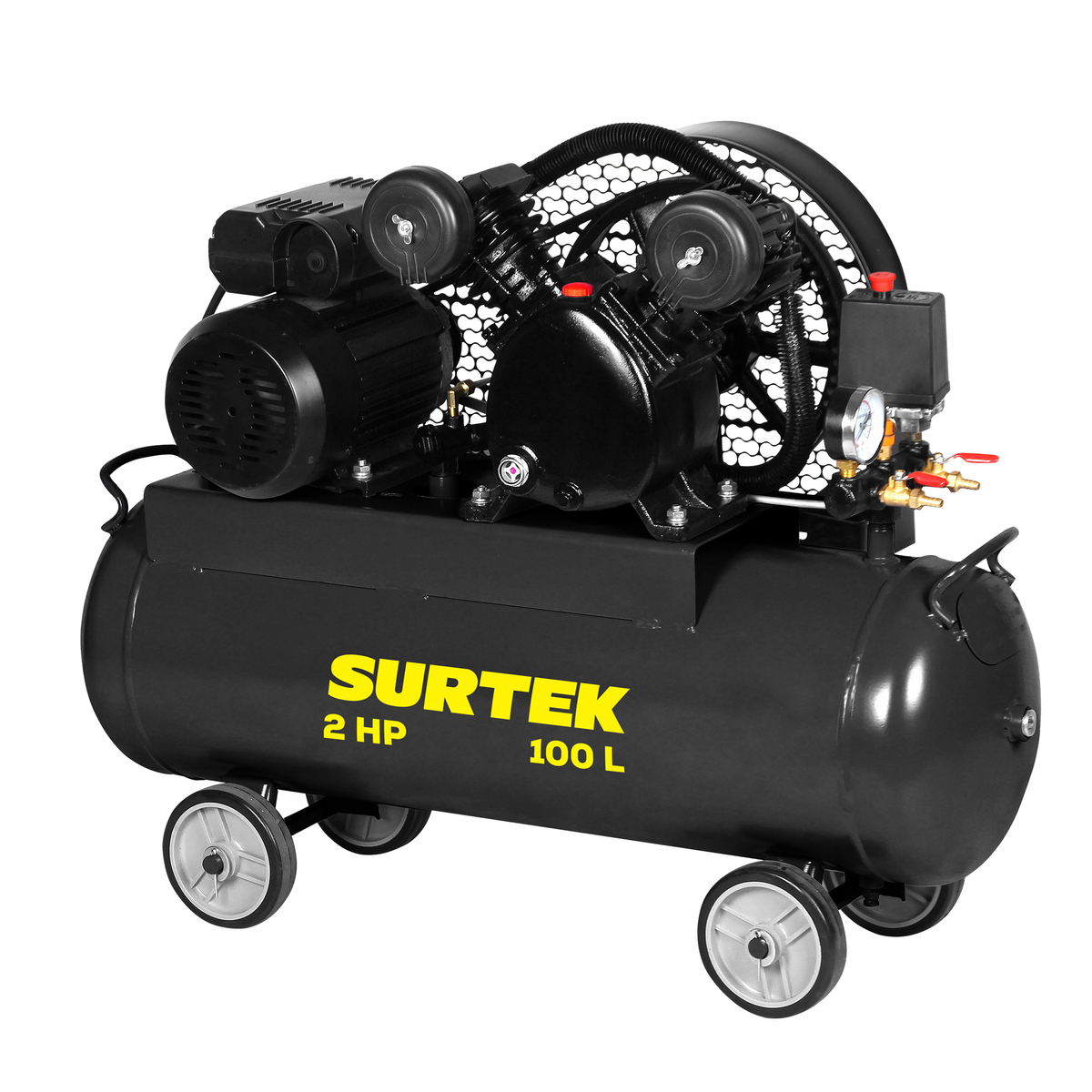 Compresor de aire eléctrico con transmisión de banda 100 Lt, 2 HP, 120 V