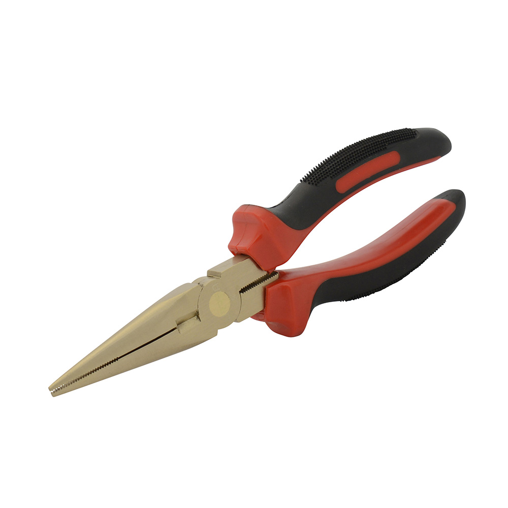 Pinza de bronce-aluminio antichispa con mango bimaterial de punta larga 8"