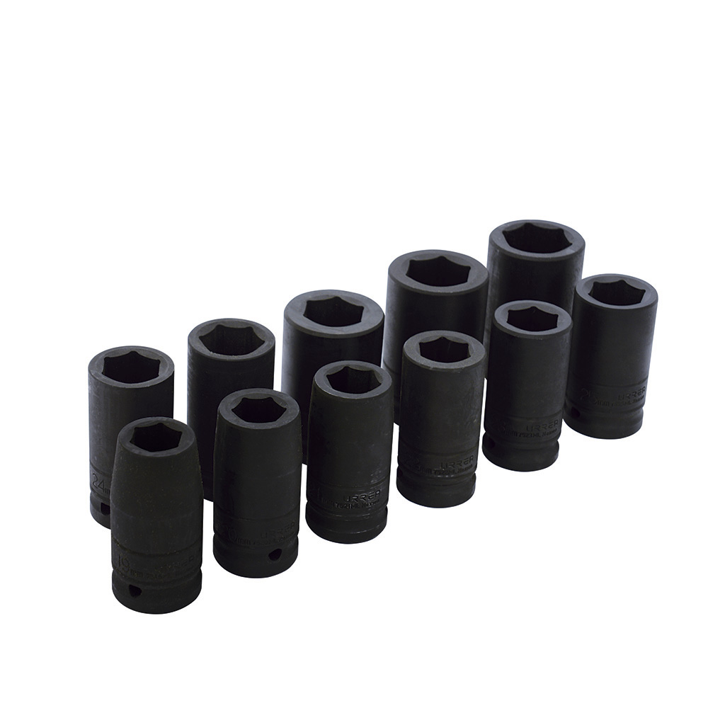 Juego de dados largos de impacto cuadro de 3/4", 6 puntas, métricos, 11 piezas