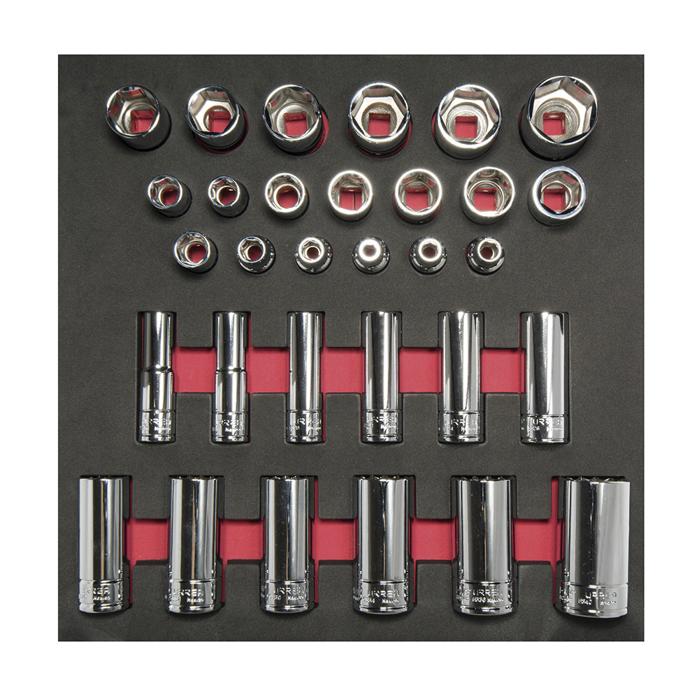 Juego de dados cortos y largos cuadro de 1/2" en pulgadas 31 piezas, CH206-C