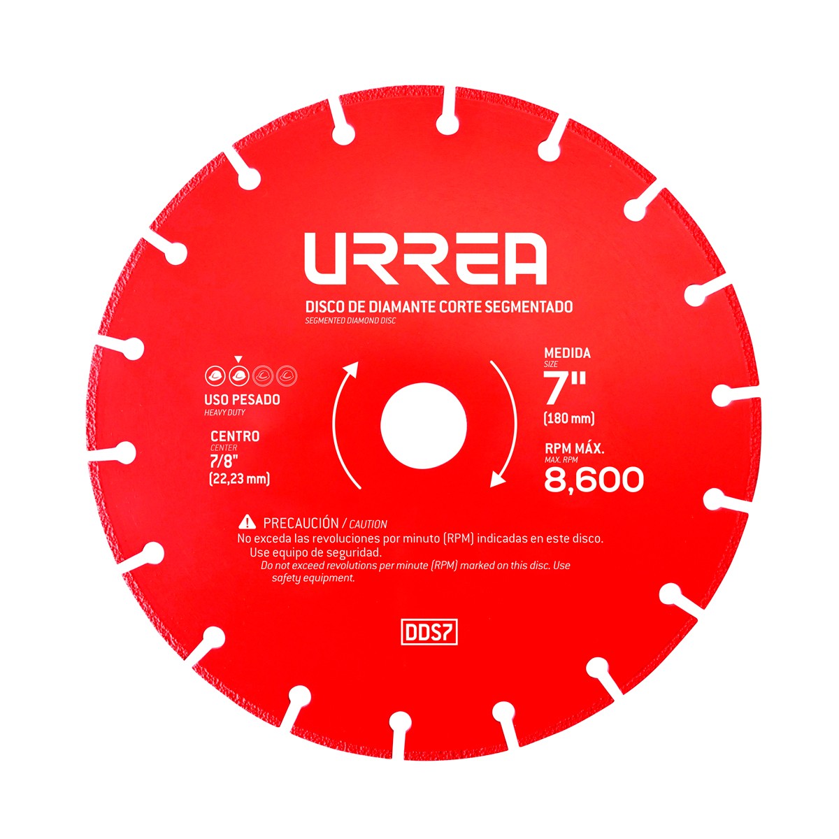 Disco de diamante segmentado 8600 RPM, 7",13,200 RPM