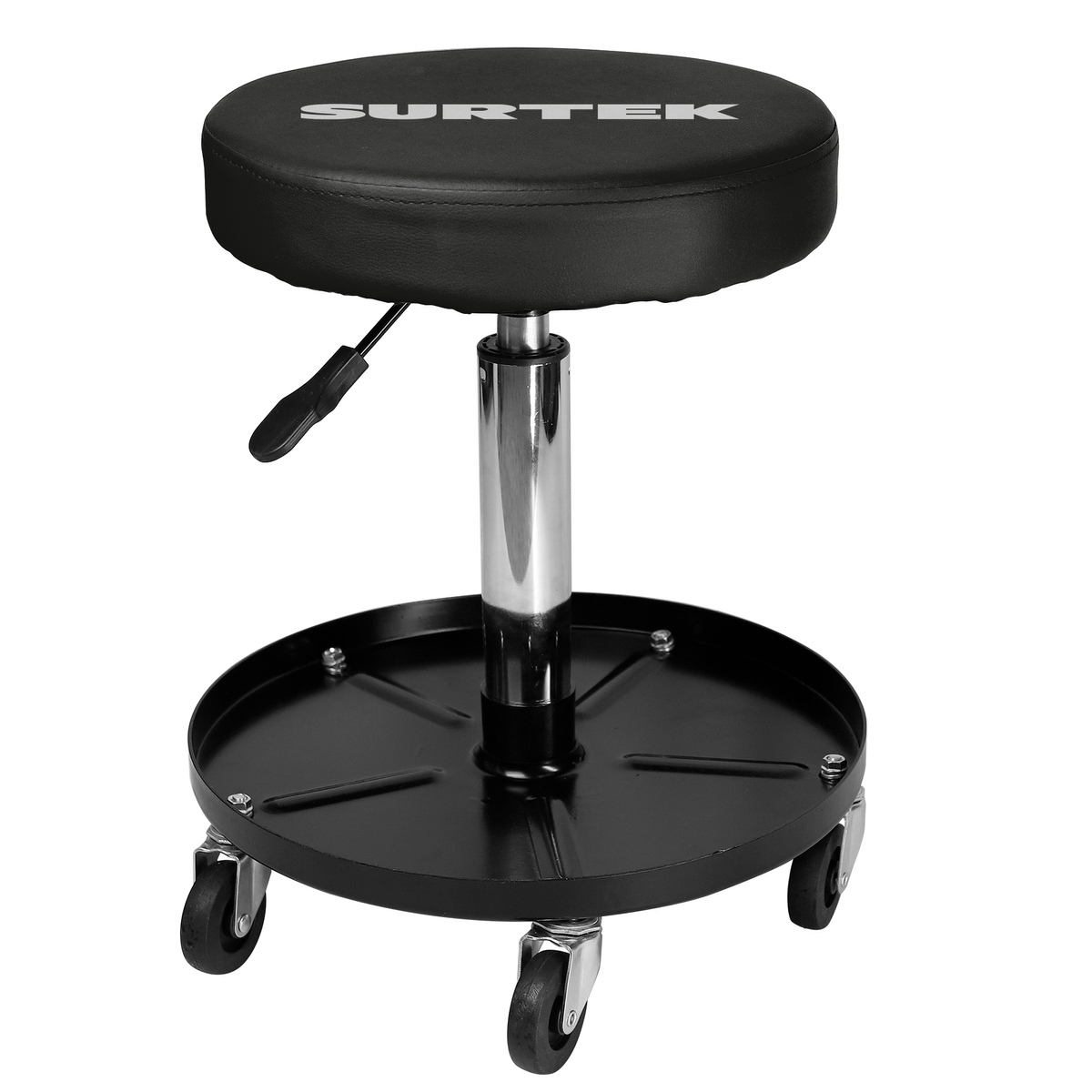 Banco para mecánico giratorio acolchonado color negro, 60 cm