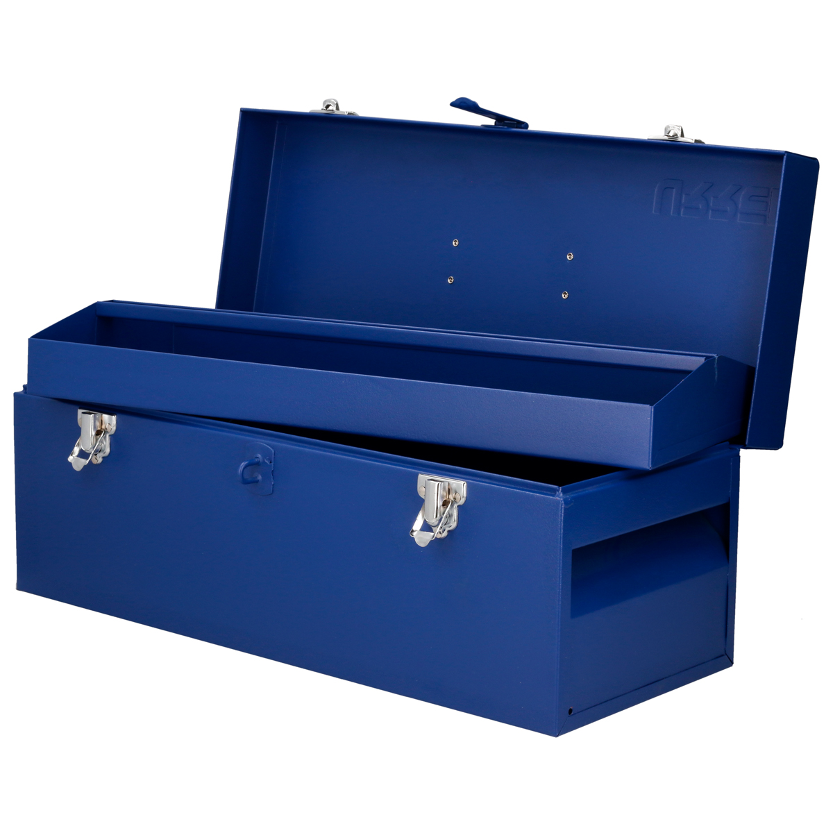 Caja portaherramientas métalica con asa plástica color azul 20" x 7" x 7"