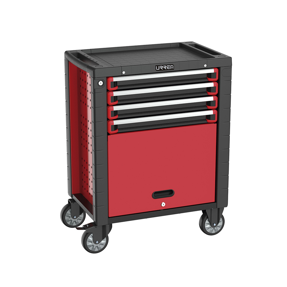 Gabinete móvil 4 gavetas color rojo y negro serie HD 28"