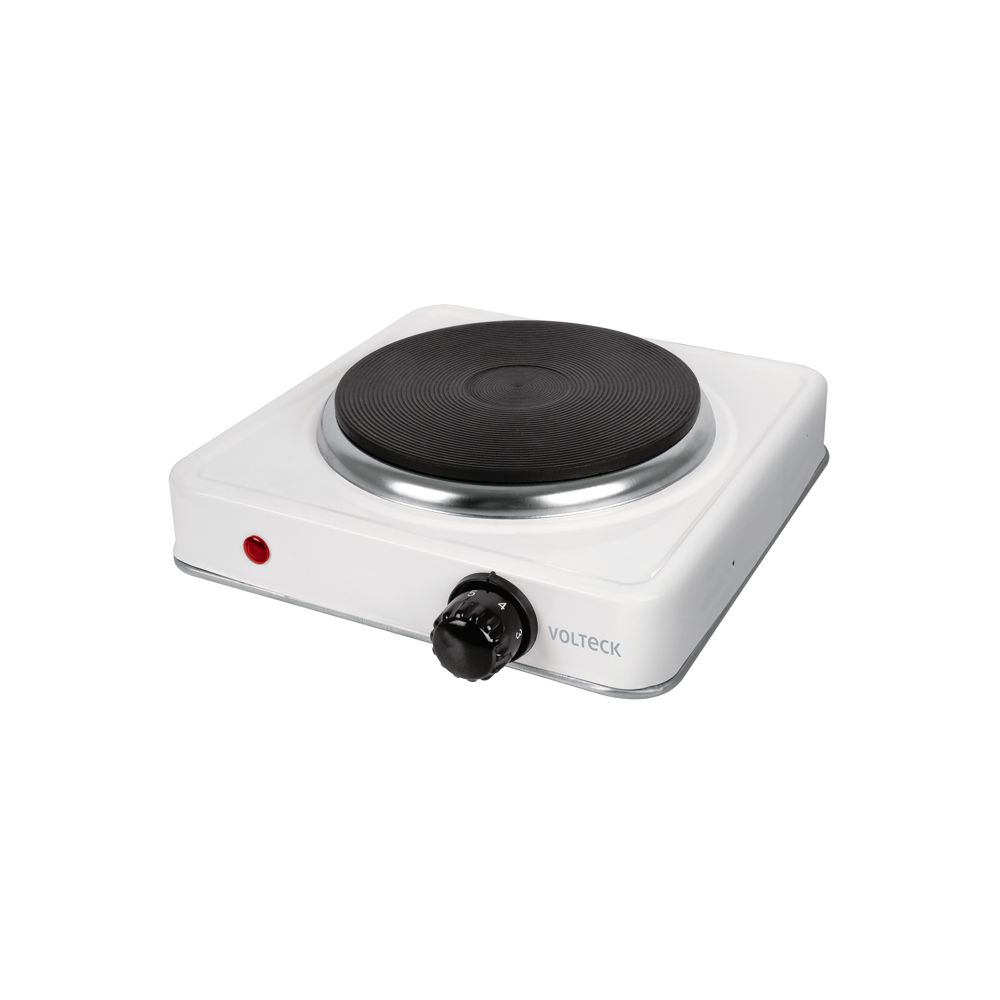 Parrilla eléctrica 1 quemador de disco, blanca, VOLTECK