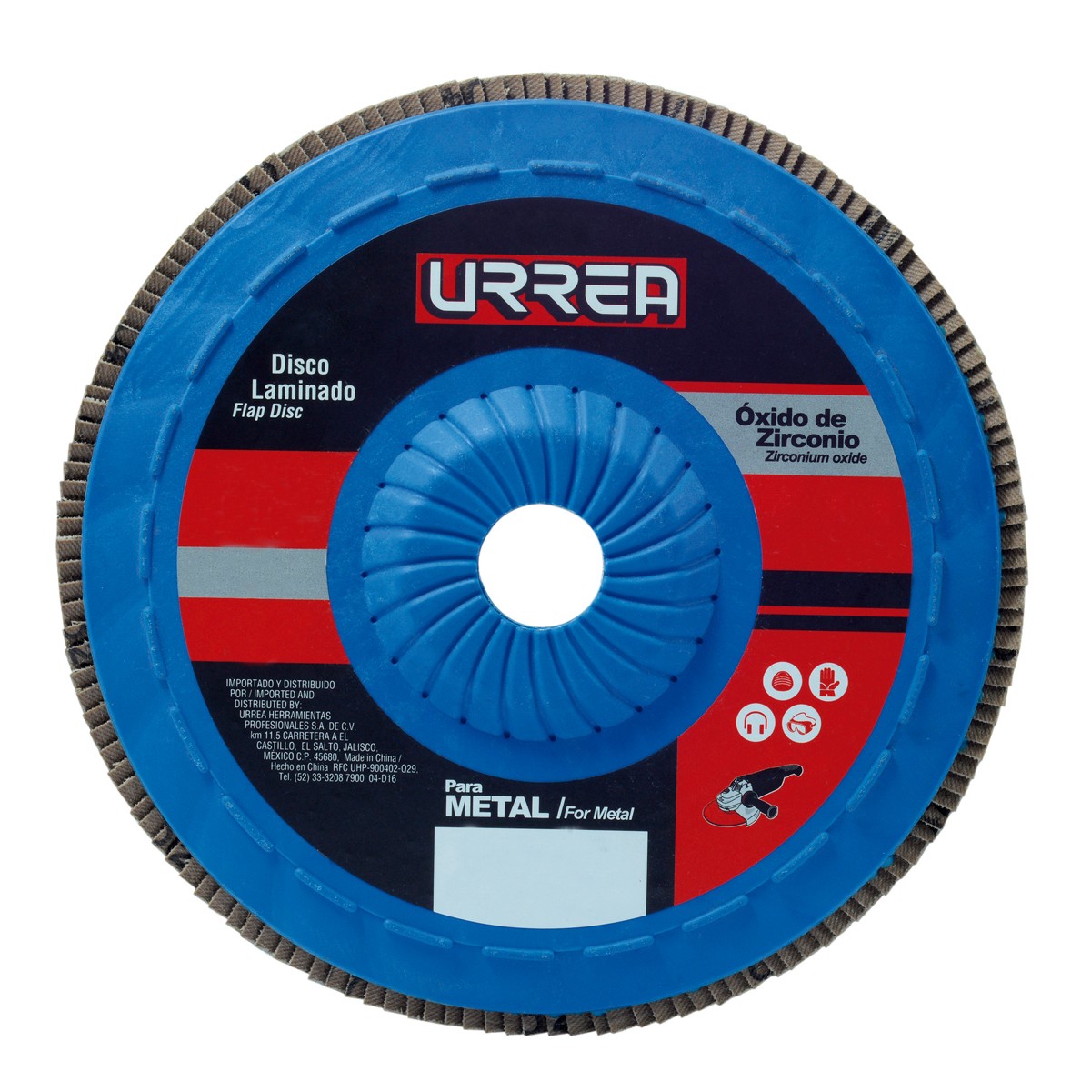 Disco laminado tipo 27 grano 120 con respaldo plástico, 4-1/2"