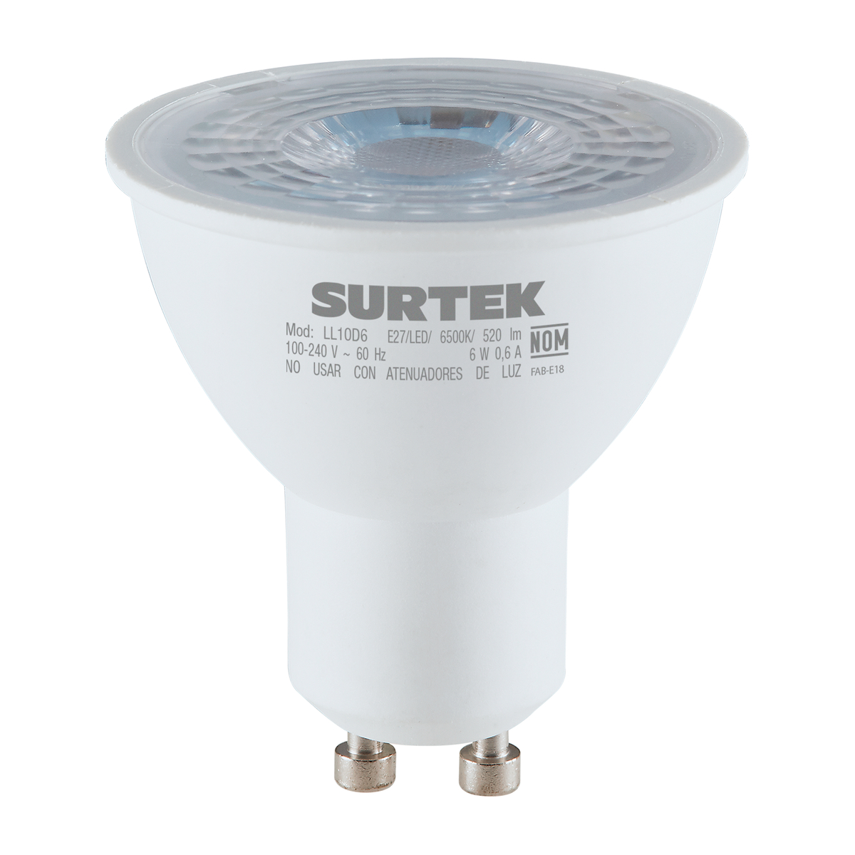 Lámpara de LED tipo GU10, 6 W lu cálida