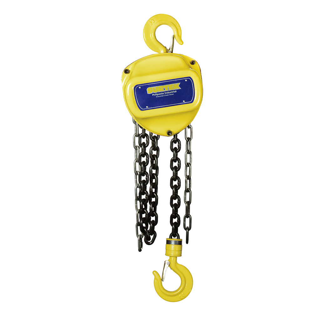 Polipasto manual sistema doble freno de cadena 3 m , 3 ramales, 7.5 ton