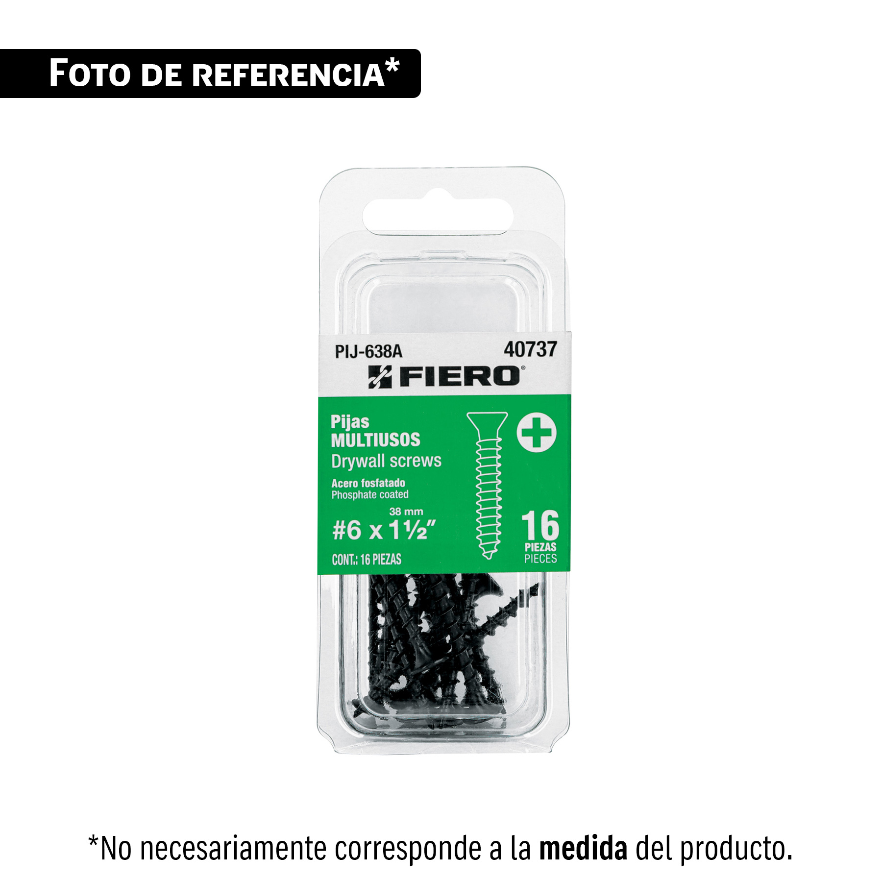 Blíster 13 pijas #6 x 2' cabeza plana phillips multiusos