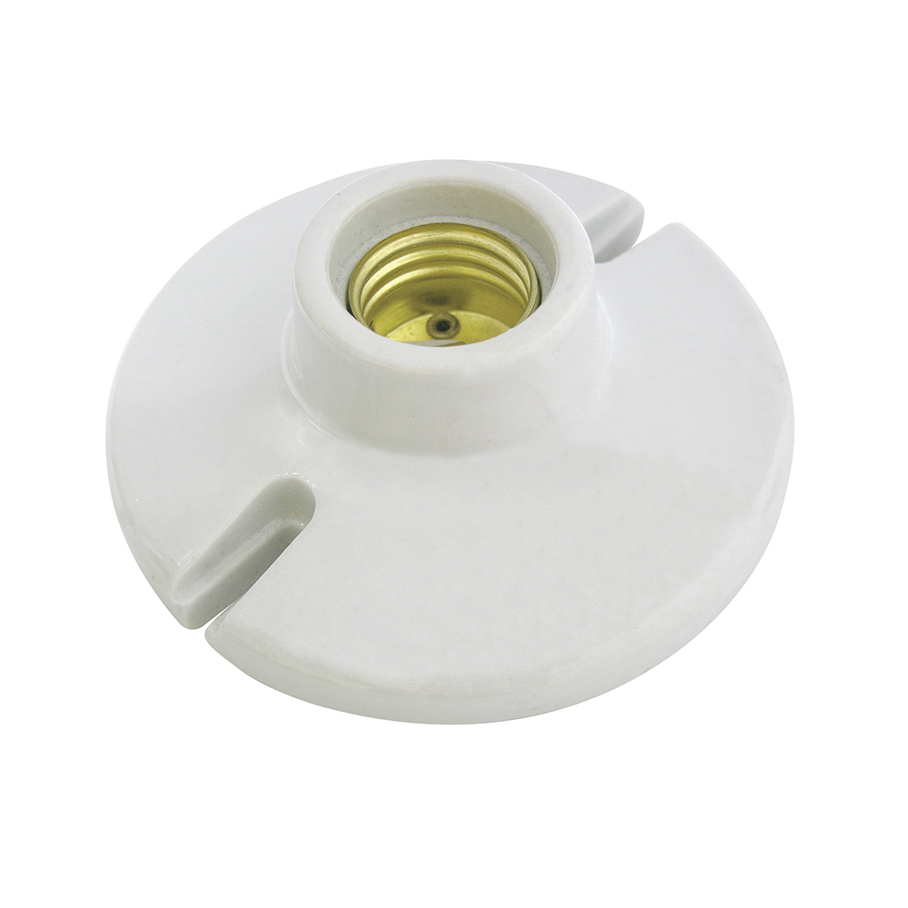 Portalámpara redonda de porcelana para techo 3", color blanco